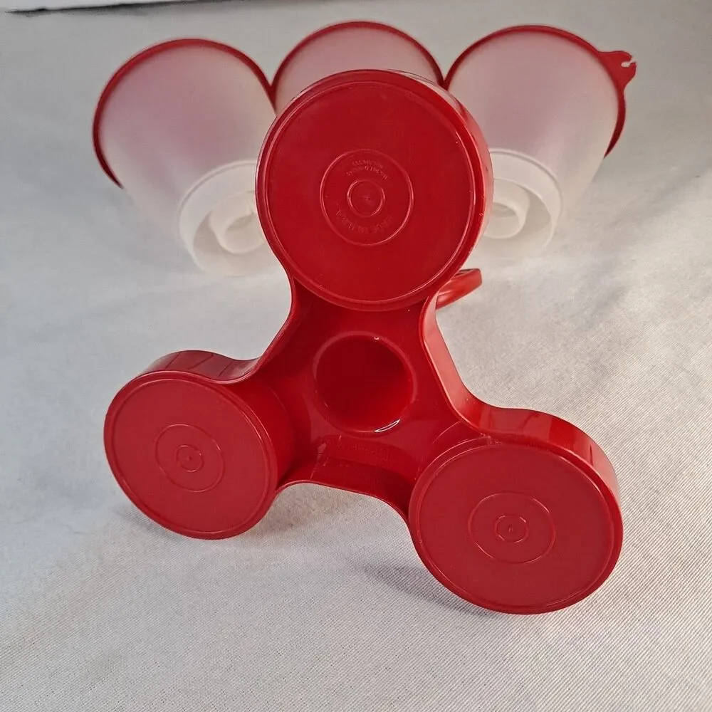 Tupperware Condiment Caddy Red/Clear Picnic Camping